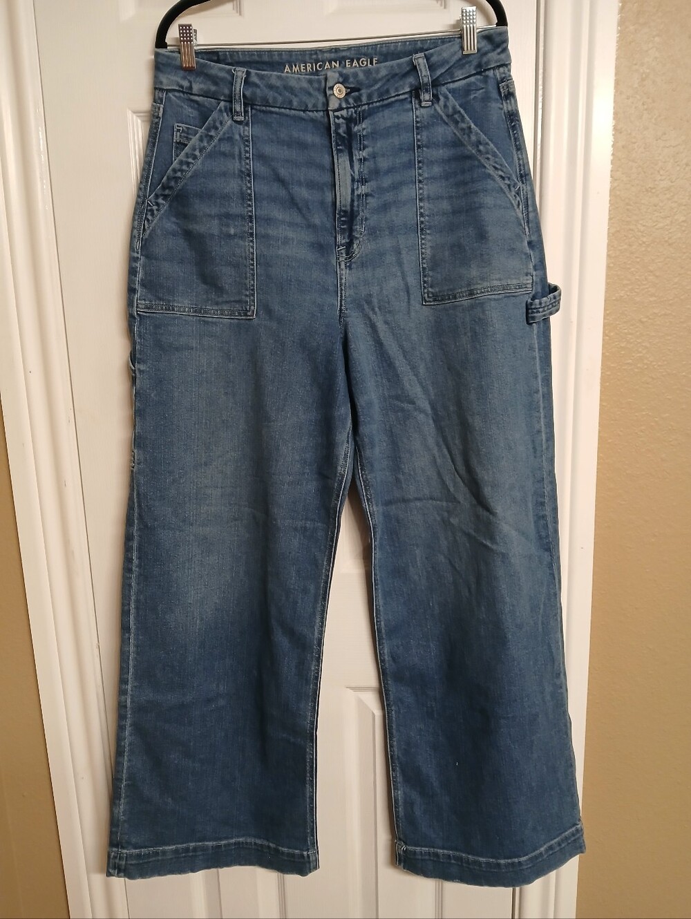 🖤AMERICAN EAGLE Curvy Super High Rise Baggy Wide-Leg Carpenter Jeans - SIZE 12